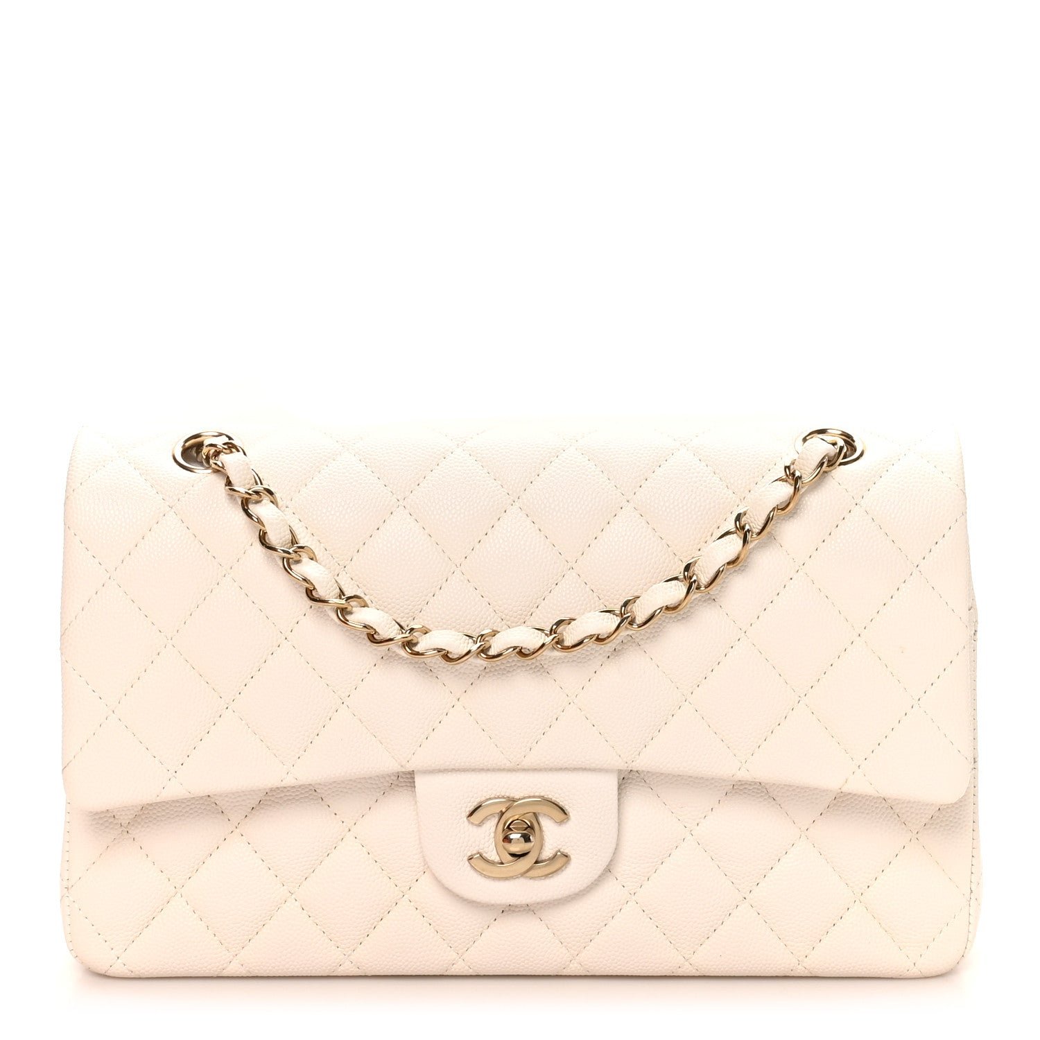 Chanel Caviar Quilted Medium Double Flap White