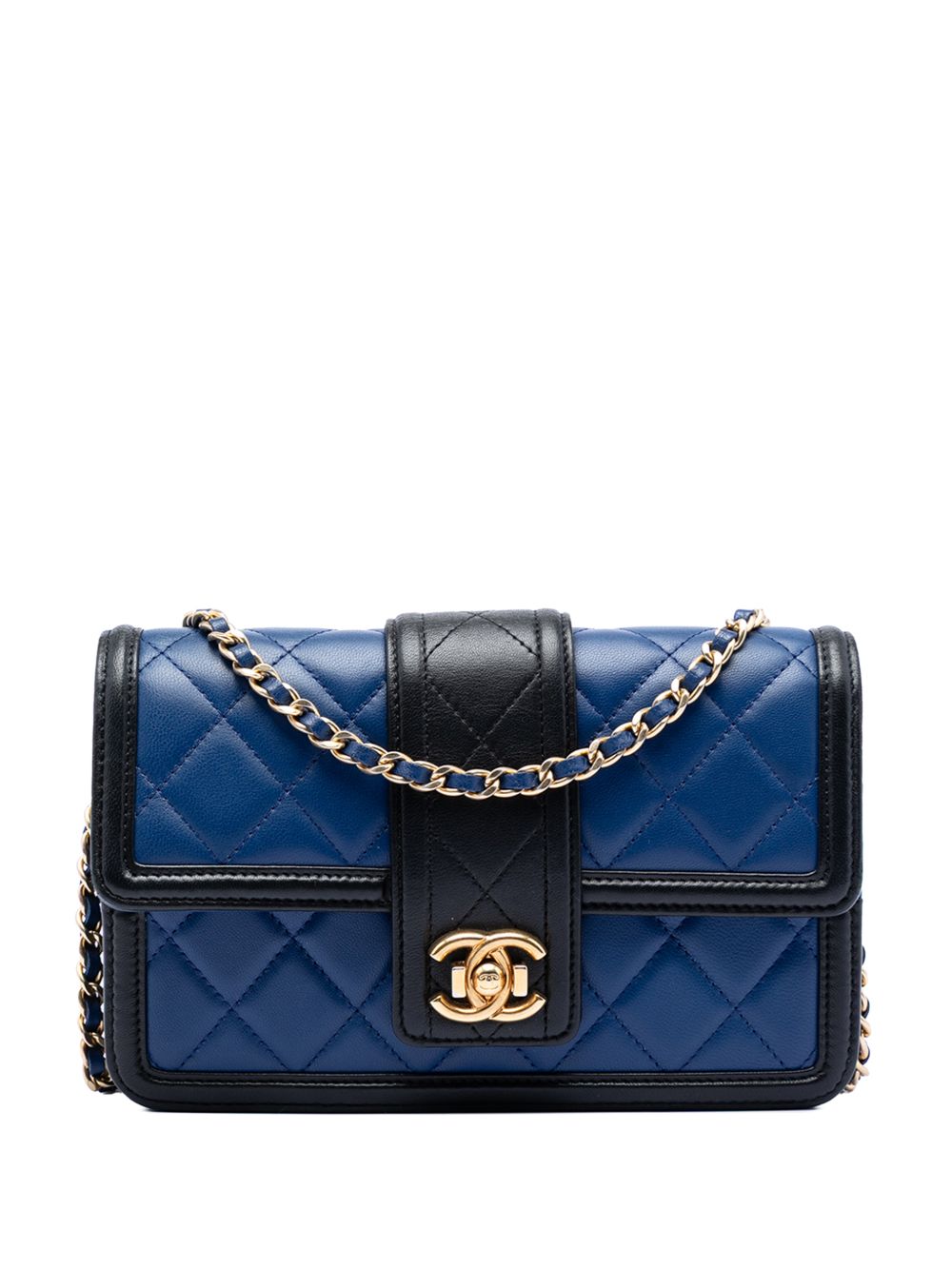 2016-2017 Bicolor Quilted Lambskin Elegant CC Flap Wallet on Chain crossbody bag