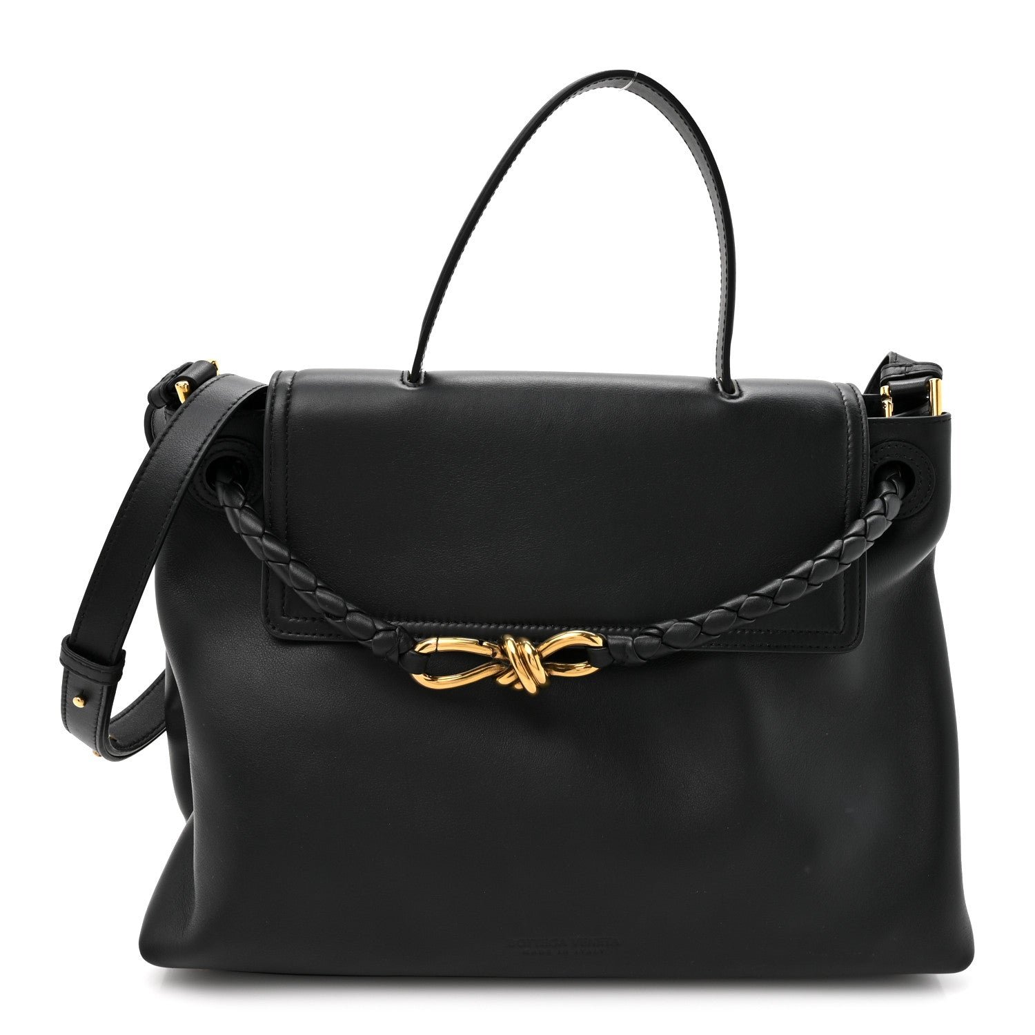 Bottega Veneta Calfskin Medium Andiamo Messenger Bag Black