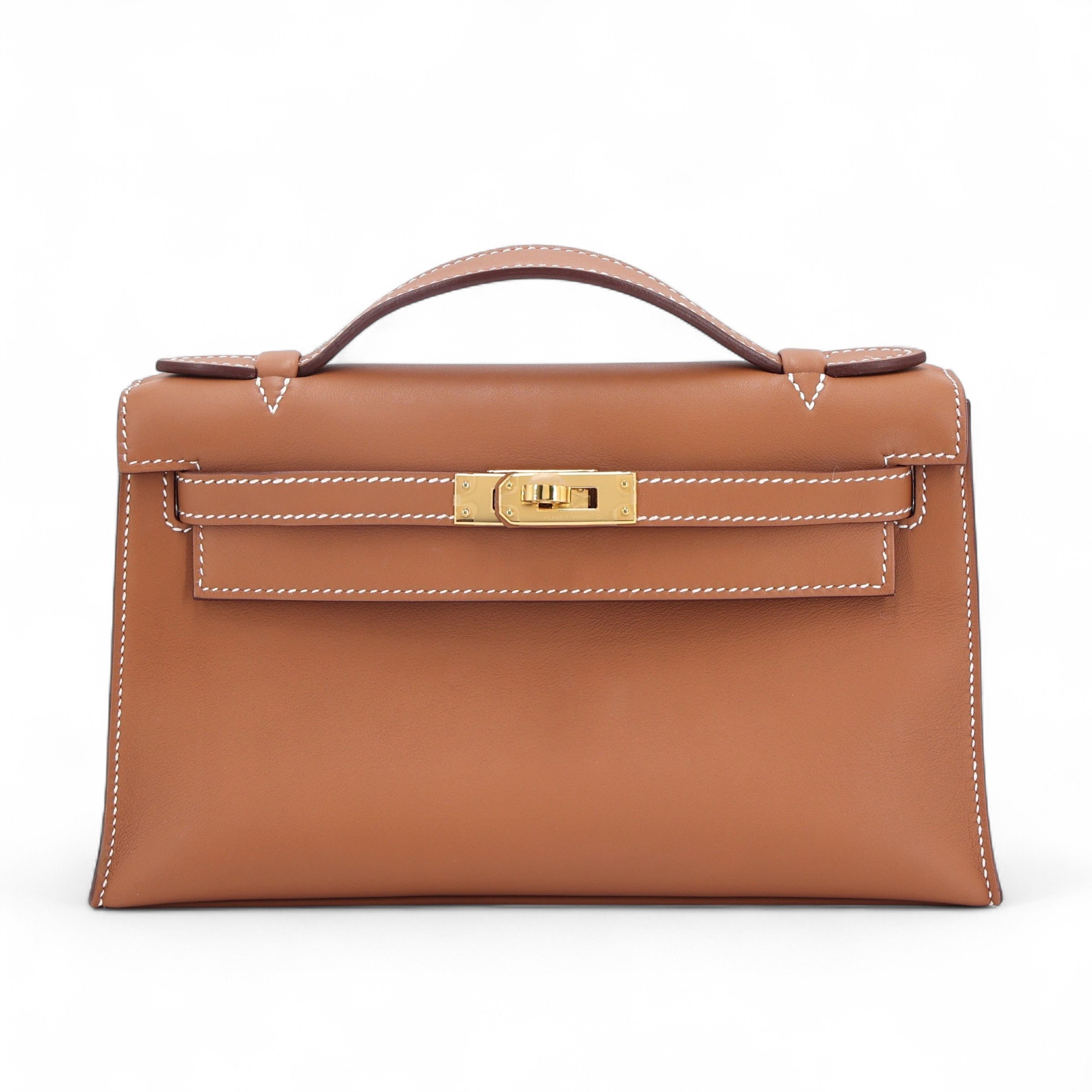 Hermes Excellent ( Rank SA ) HERMÈS Kelly Pochette Gold (37) Swift Gold hardware W (2024)