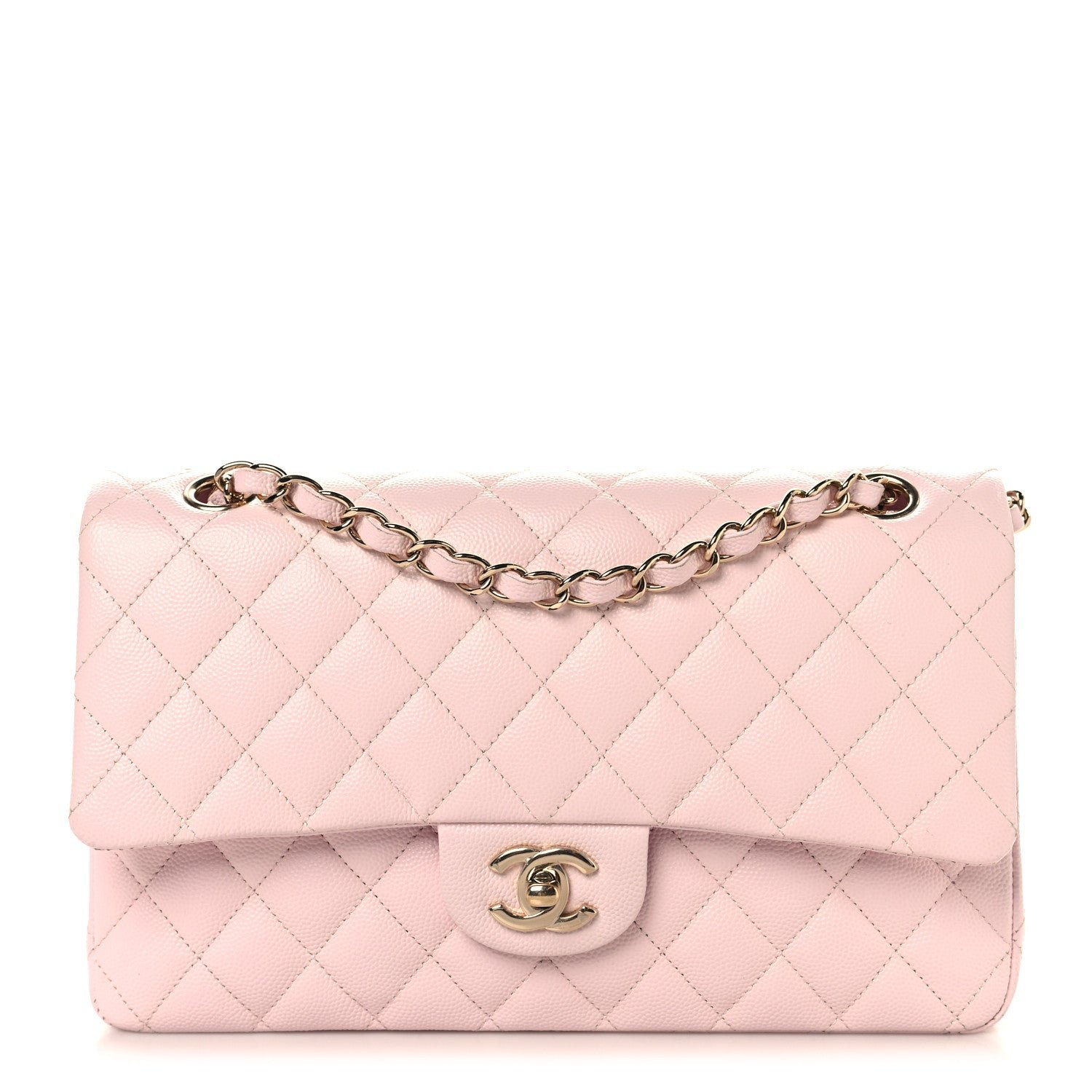 Chanel Caviar Quilted Medium Double Flap Light Pink