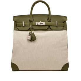 Hermes Vert Veronese Togo and Ecru Vert Amande Toile HAC Birkin 40 Palladium Hardware, 2022