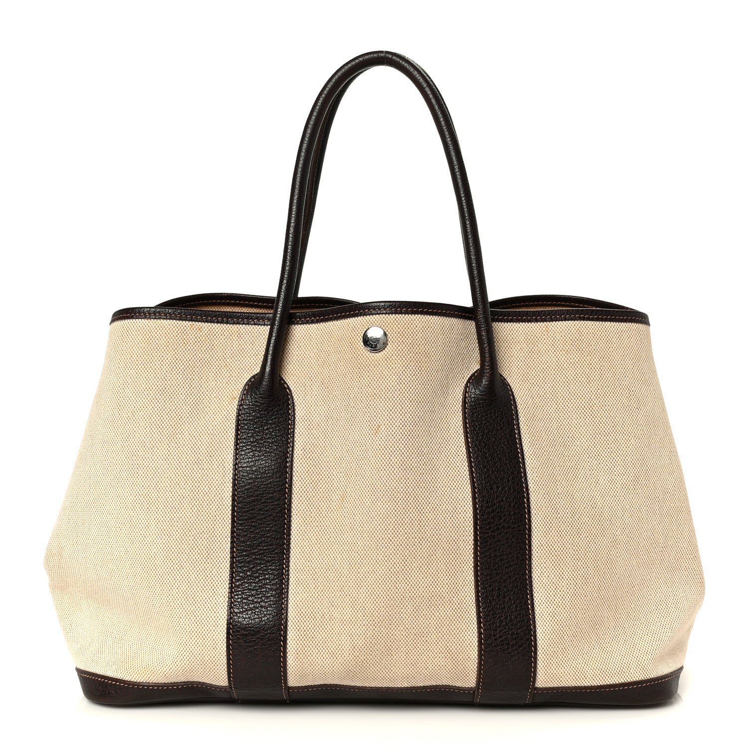 Hermes Buffle Skipper Toile Garden Party 36 MM Tote Marron Fonce