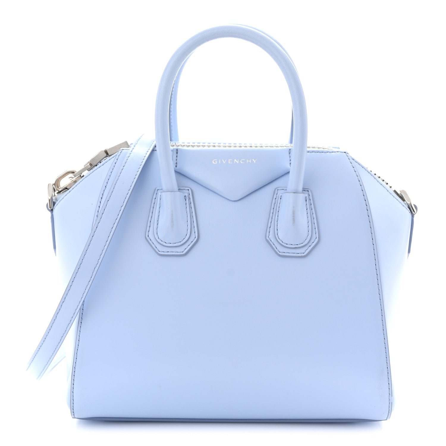 Givenchy Shiny Lord Calfskin Mini Antigona Baby Blue