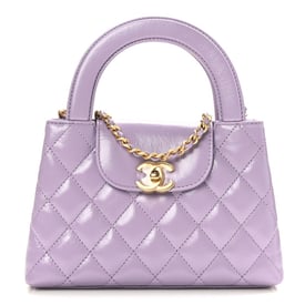 Chanel Shiny Aged Calfskin Quilted Nano Kelly Shopper Lilac