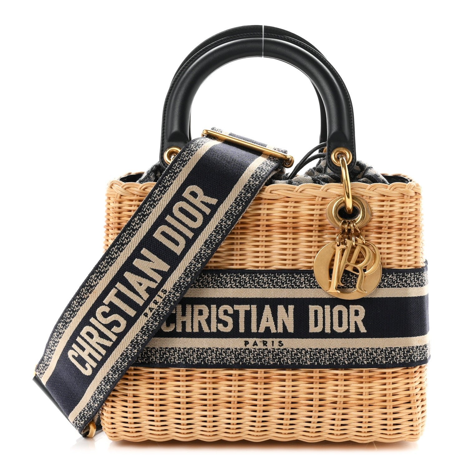 Christian Dior Wicker Oblique Medium Lady Dior Bag Blue