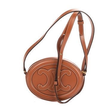 Leather Triomphe Oval Crossbody