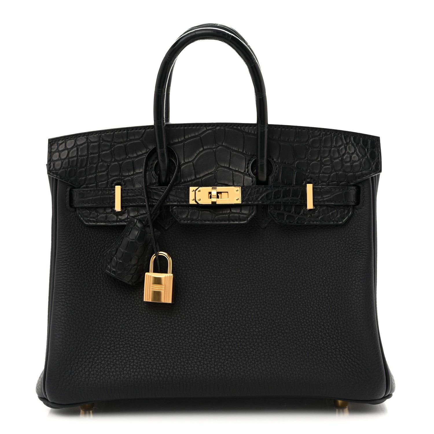 Hermes Togo Matte Alligator Birkin Touch 25 Black