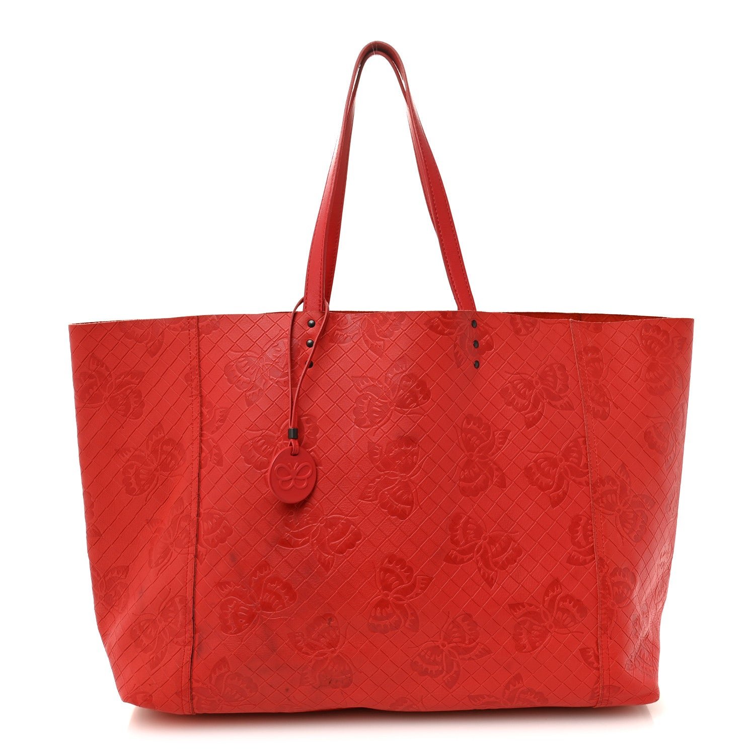Bottega Veneta Nappa Intrecciomirage Butterfly Tote Red