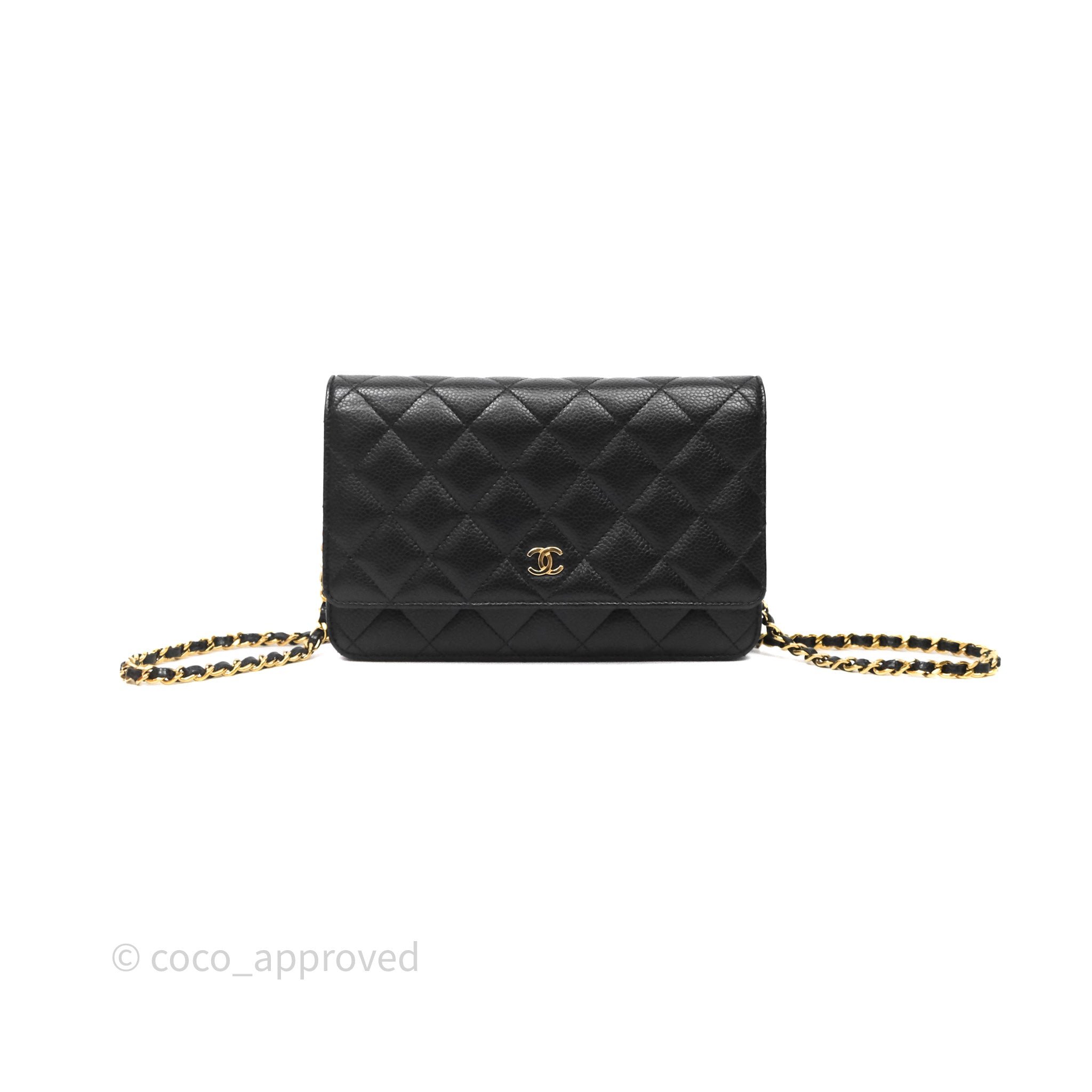 Chanel Quilted WOC Black Caviar Gold Hardware