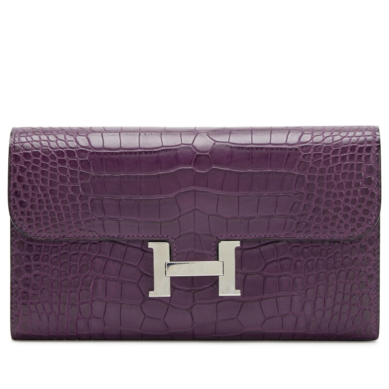 Hermes Amethyst Matte Alligator Constance Long Wallet Palladium Hardware, 2014