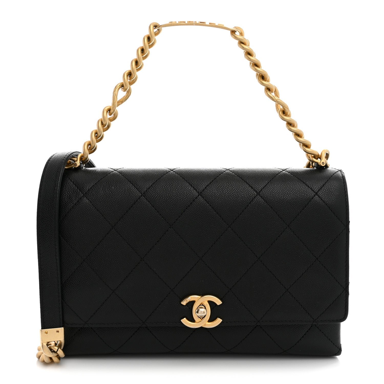 Chanel Caviar Quilted Bracelet On Chain Flap Black