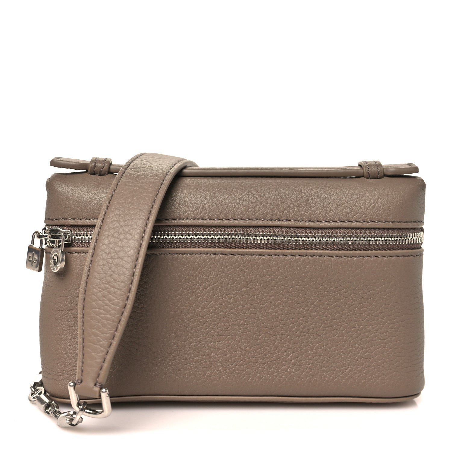 Loro Piana Grained Calfskin Extra Pocket Mini Pouch Warm Mastic