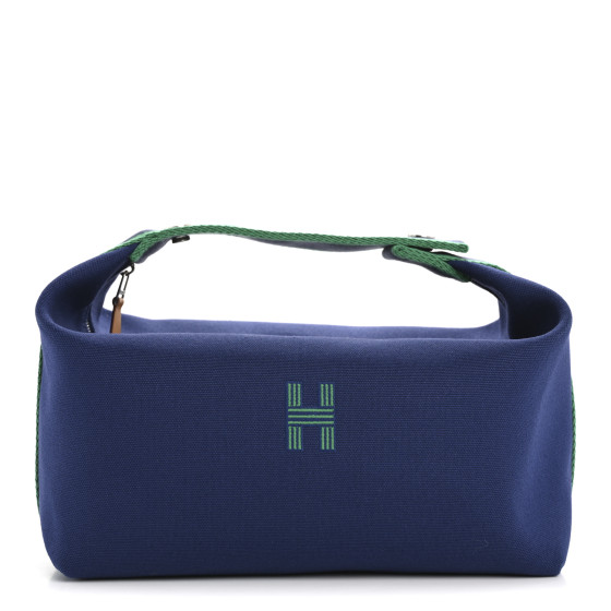 Hermes Canvas Large Bride-A-Brac Pouch Marine