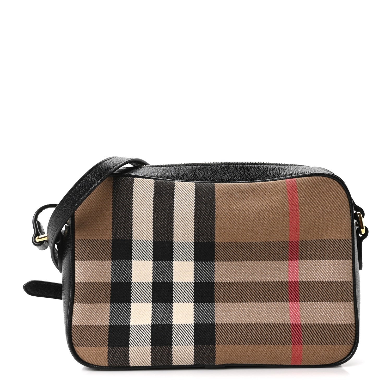 Burberry Giant Check Calfskin Large Camera Bag Black