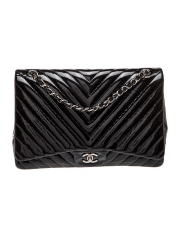 Maxi Patent Chevron Classic Flap Bag