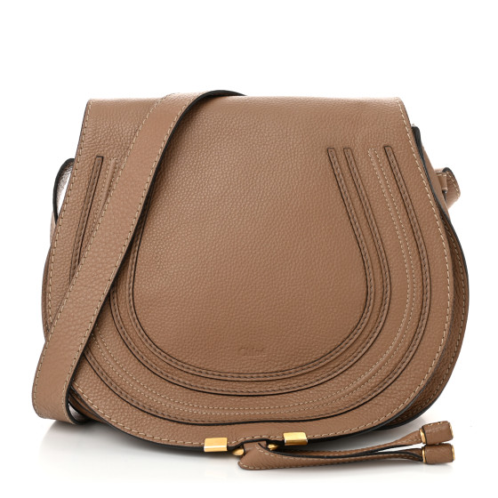 Chloe Grained Calfskin Medium Marcie Round Crossbody Bag Milky Coffee