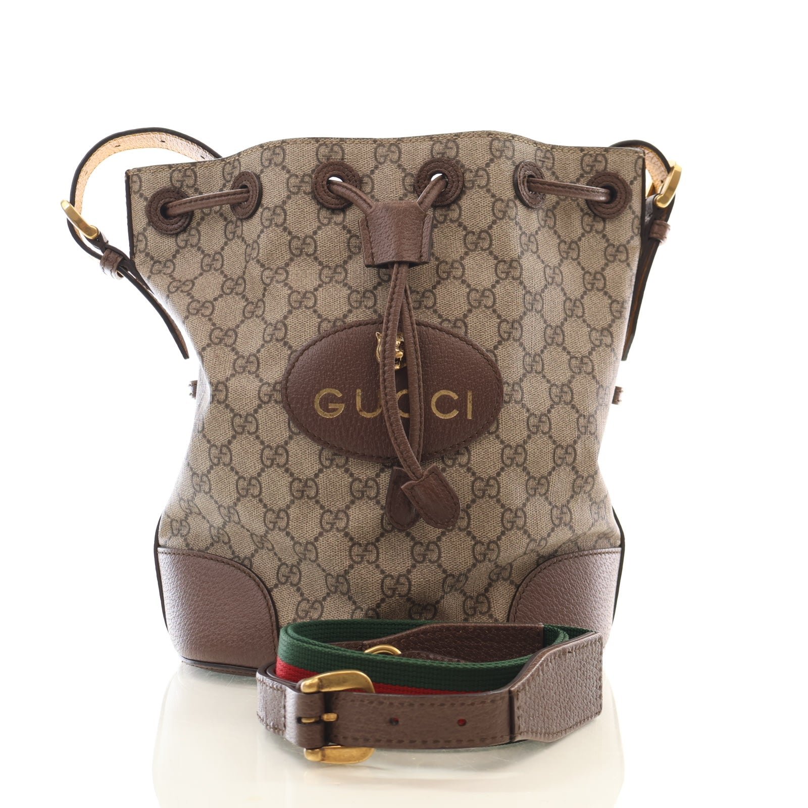Gucci GG Supreme Monogram Neo Vintage Drawstring Bucket Backpack