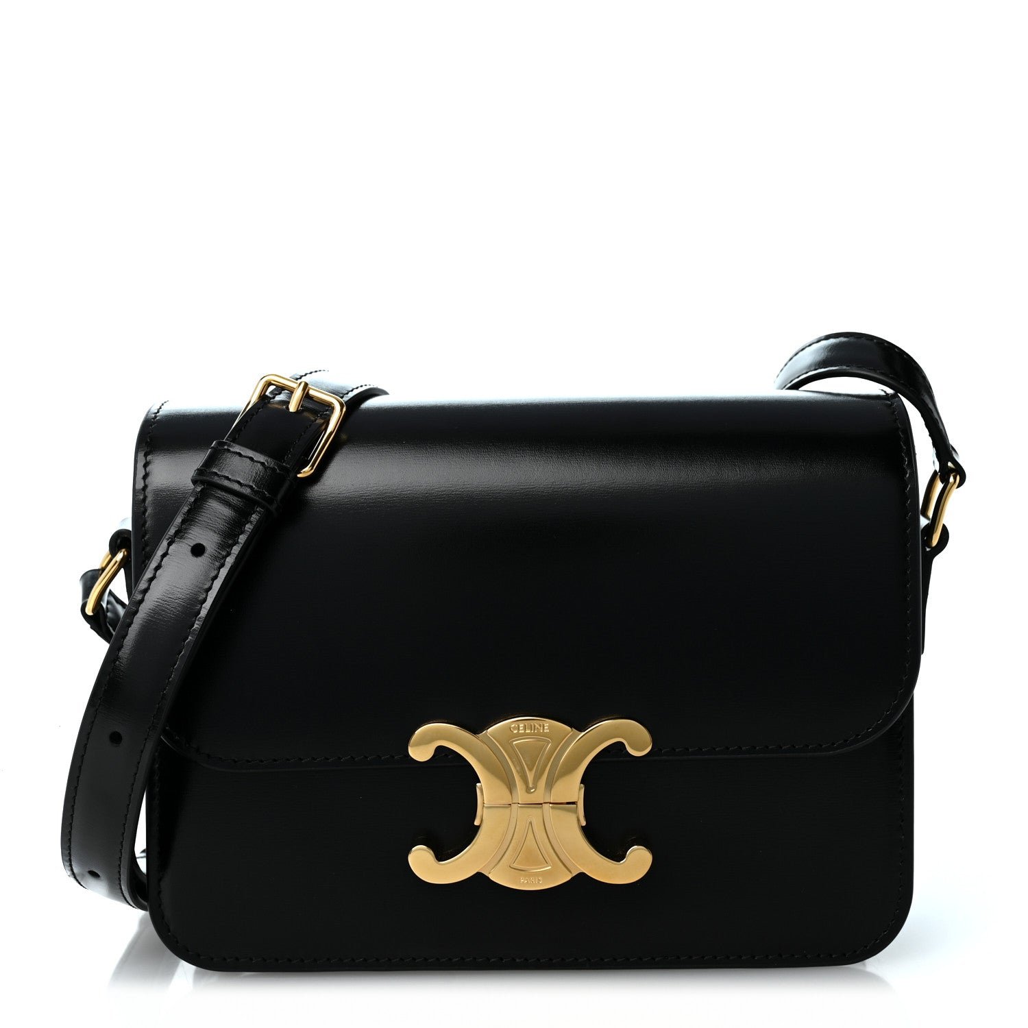 Celine Shiny Calfskin Teen Triomphe Black