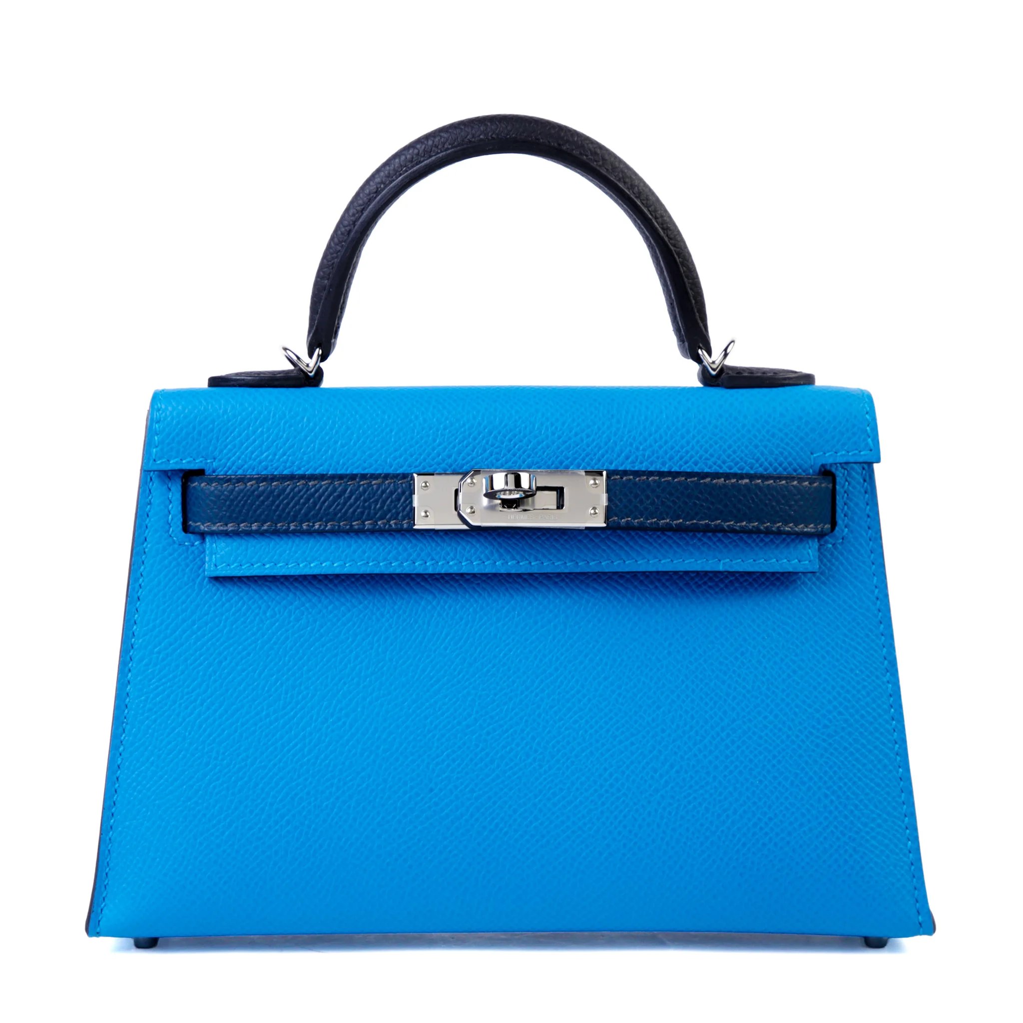 Excellent ( Rank SA ) HERMÈS Mini Kelly II Bleu Zanzibar (B3) Black Bleu de Prusse (7P) Epsom Palladium hardware W (2024)