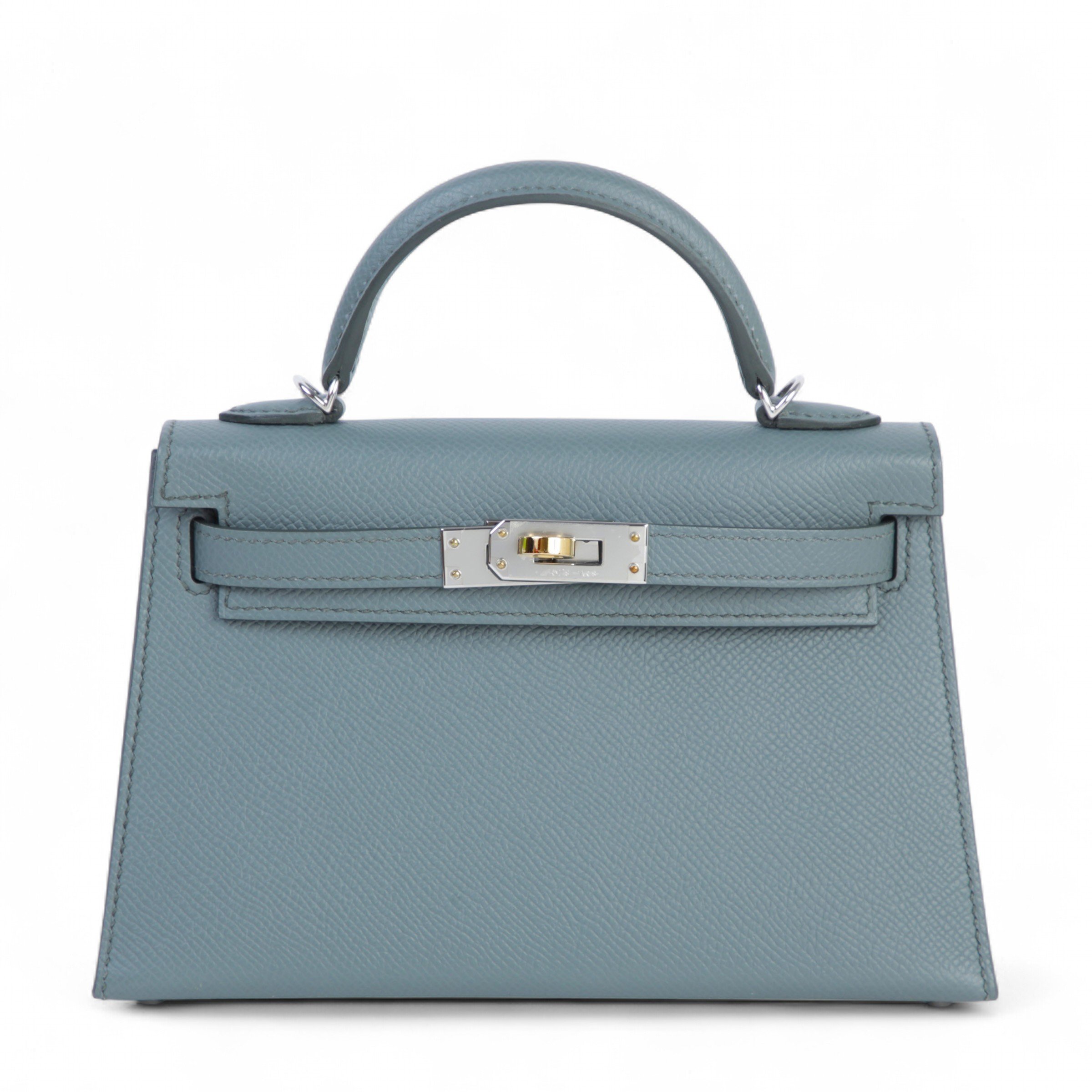 Hermes Very Good ( Rank A) HERMÈS Mini Kelly II Vert Amande (63) Epsom Electrum hardware K (2025)