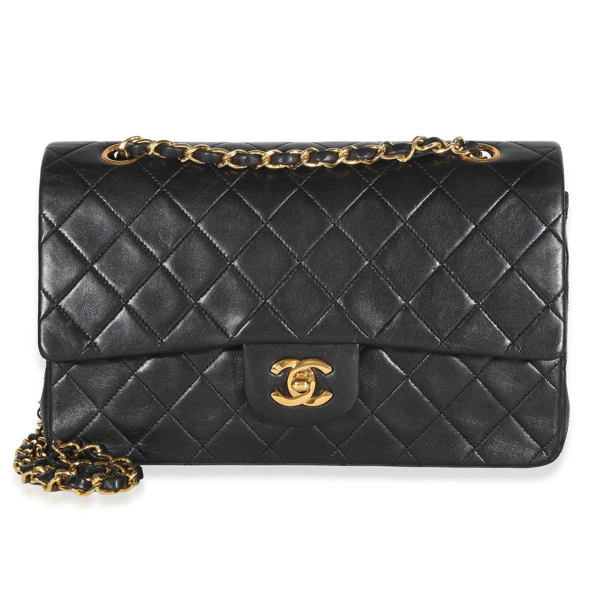 Vintage 24k Black Quilted Lambskin Small Classic Double Flap Bag