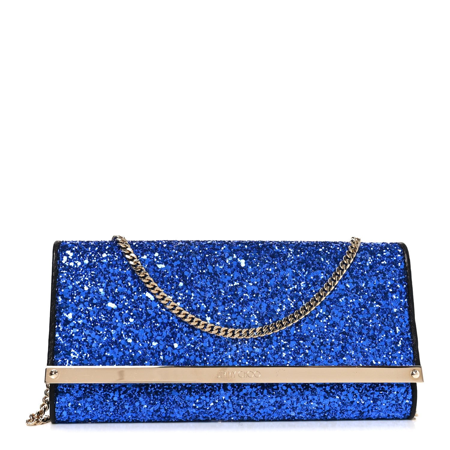Jimmy Choo Glitter Milla Wallet on Chain Navy