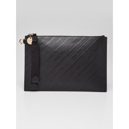 Givenchy Givenchy Black Embossed Leather Zip Pouch Clutch Bag