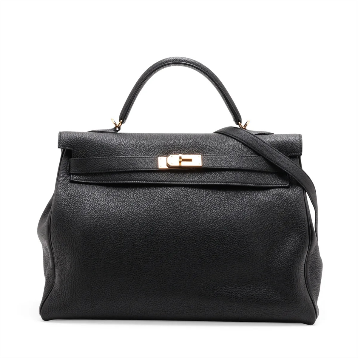 Hermès Kelly 40 Le Tournay Togo Black Gold Metal Fittings The engraving is not c