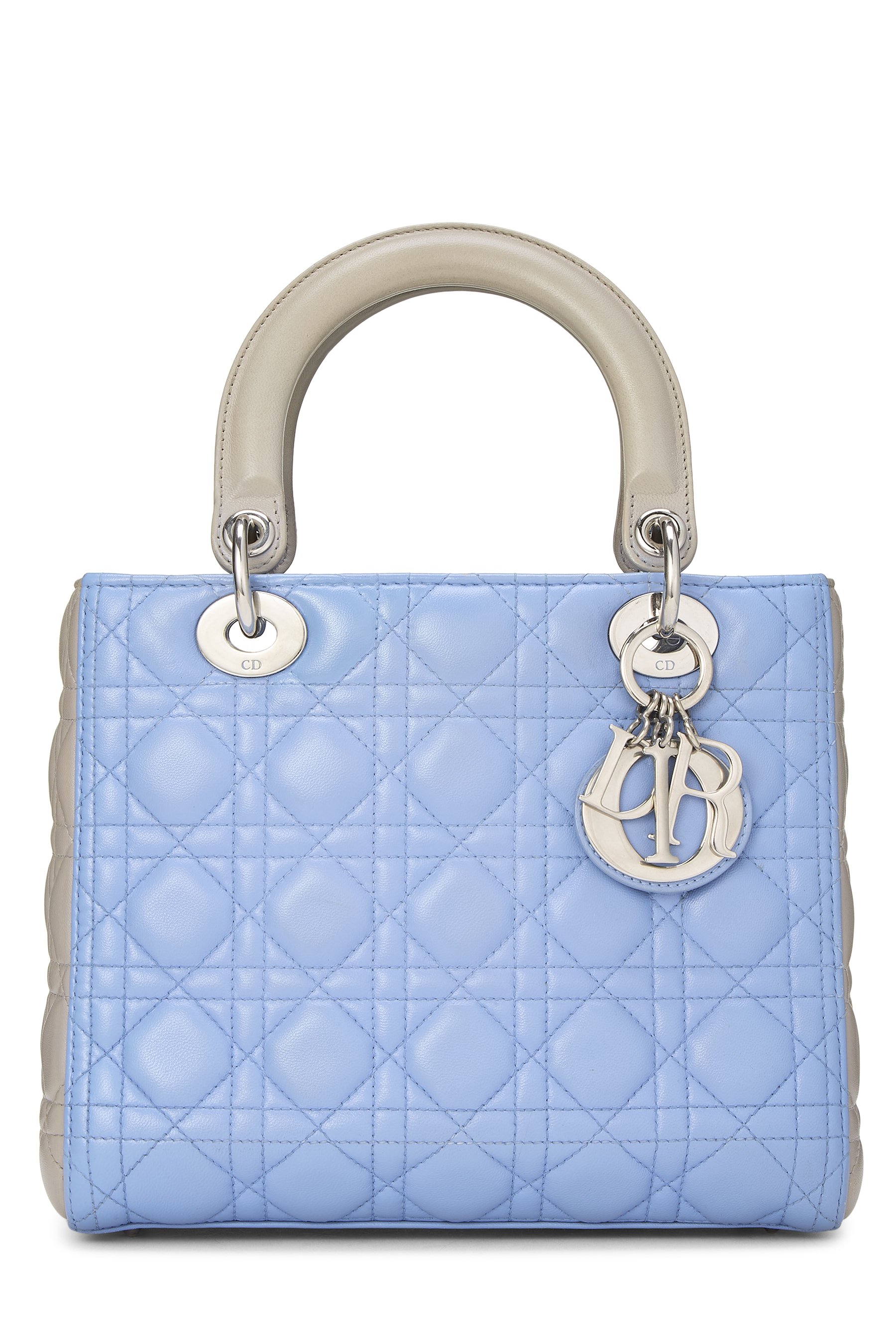 Dior Blue & Grey Cannage Quilted Lambskin Lady Dior Medium
