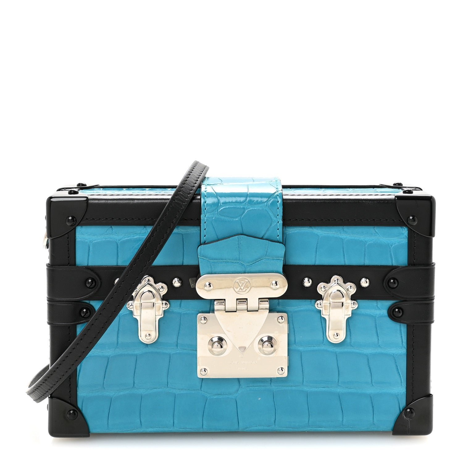 Louis Vuitton Louis Vuitton Alligator Petite Malle Blue Black