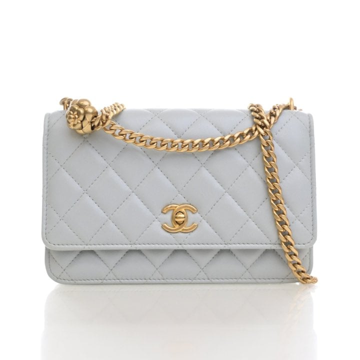 Chanel Lambskin Camellia Pearl Crush Wallet On Chain (WOC)