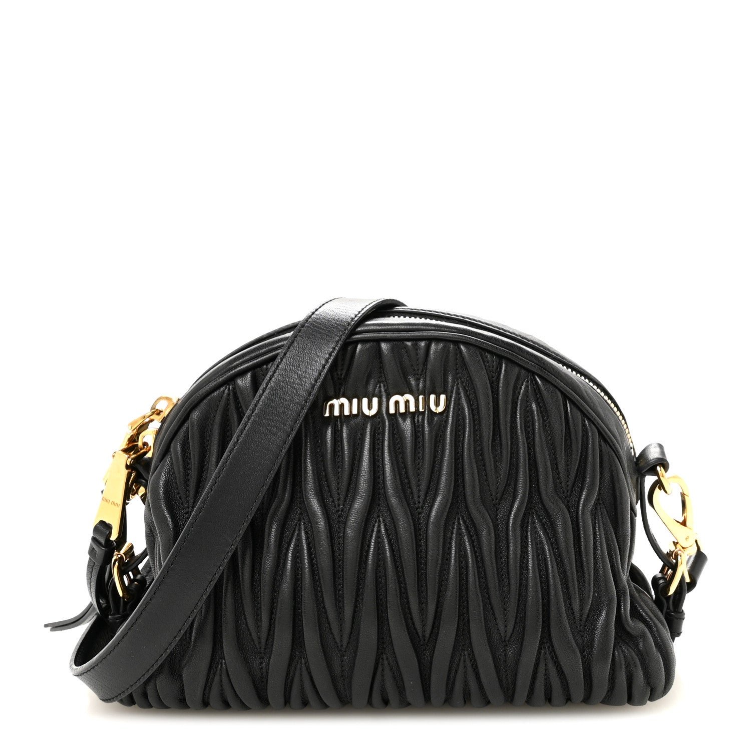 Miu Miu Miu Miu Nappa Matelasse Dome Crossbody Black