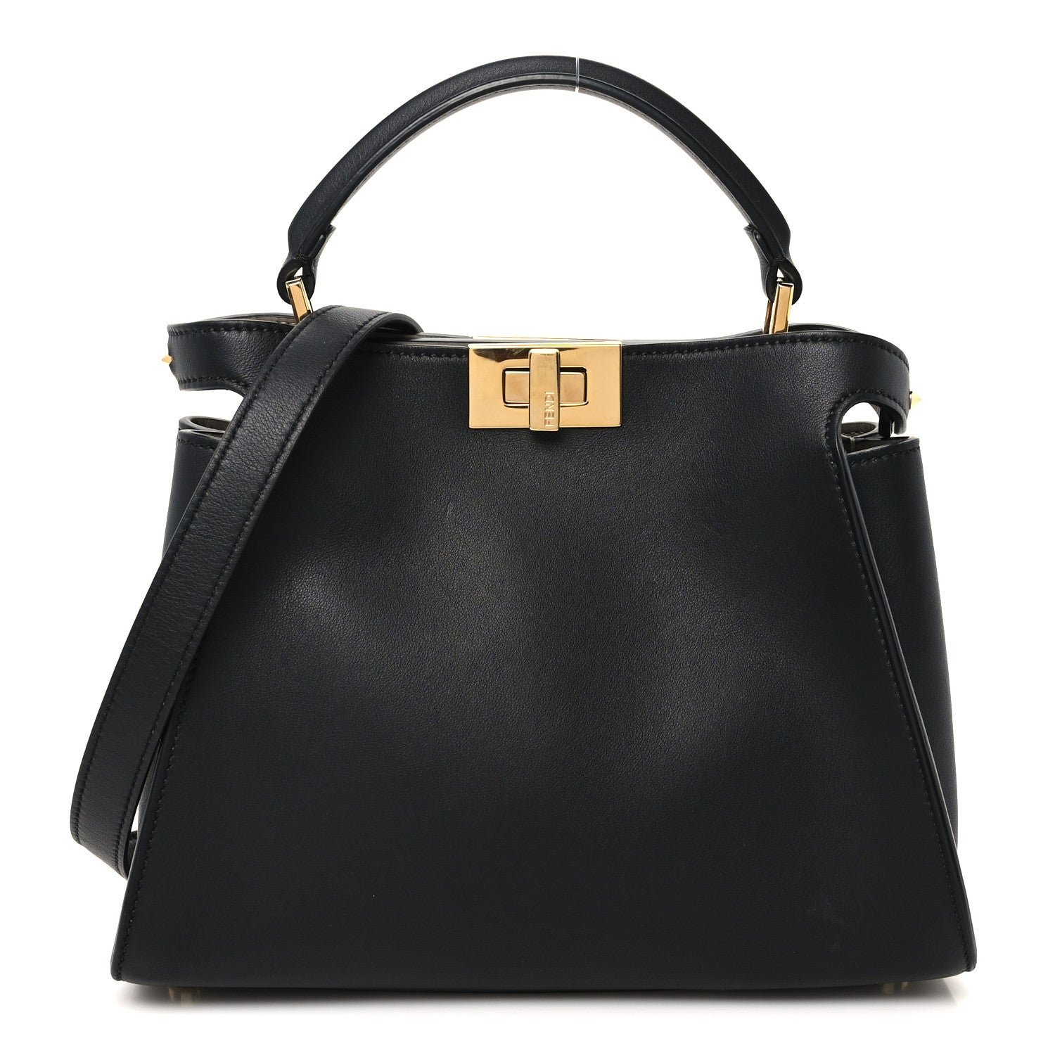 Fendi Fendi Vitello Tahiti Burro Medium Peekaboo Iconic Essentially Satchel Black Corda