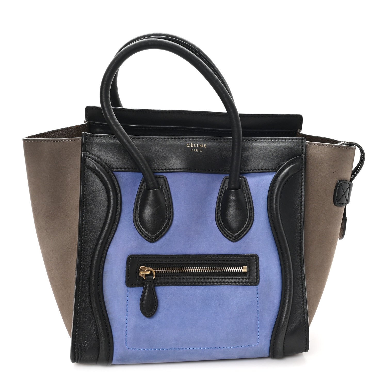Celine Calfskin Nubuck Suede Micro Tri-Color Luggage Porcelain