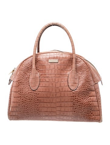 Embossed Leather Top Handle Bag