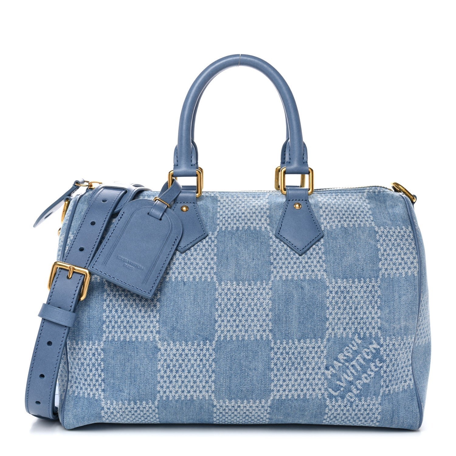 Louis Vuitton Louis Vuitton Damier Denim 3D Speedy Bandouliere 30 Denim Blue