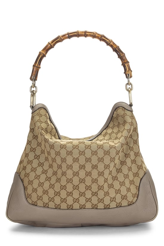 Grey Original GG Canvas Diana Bamboo Hobo Large