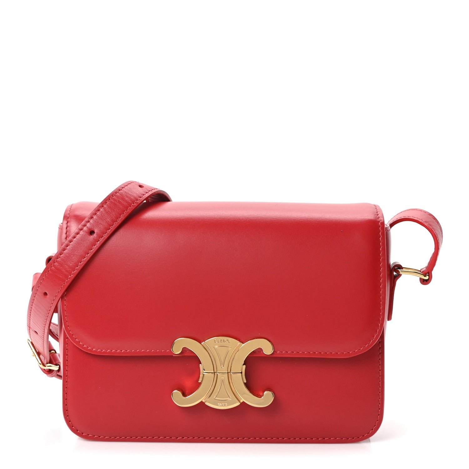 Celine Shiny Calfskin Teen Triomphe Red