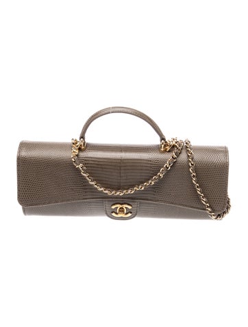 2026 Paris-New York Lizard Embossed Long Top Handle Clutch w/ Chai