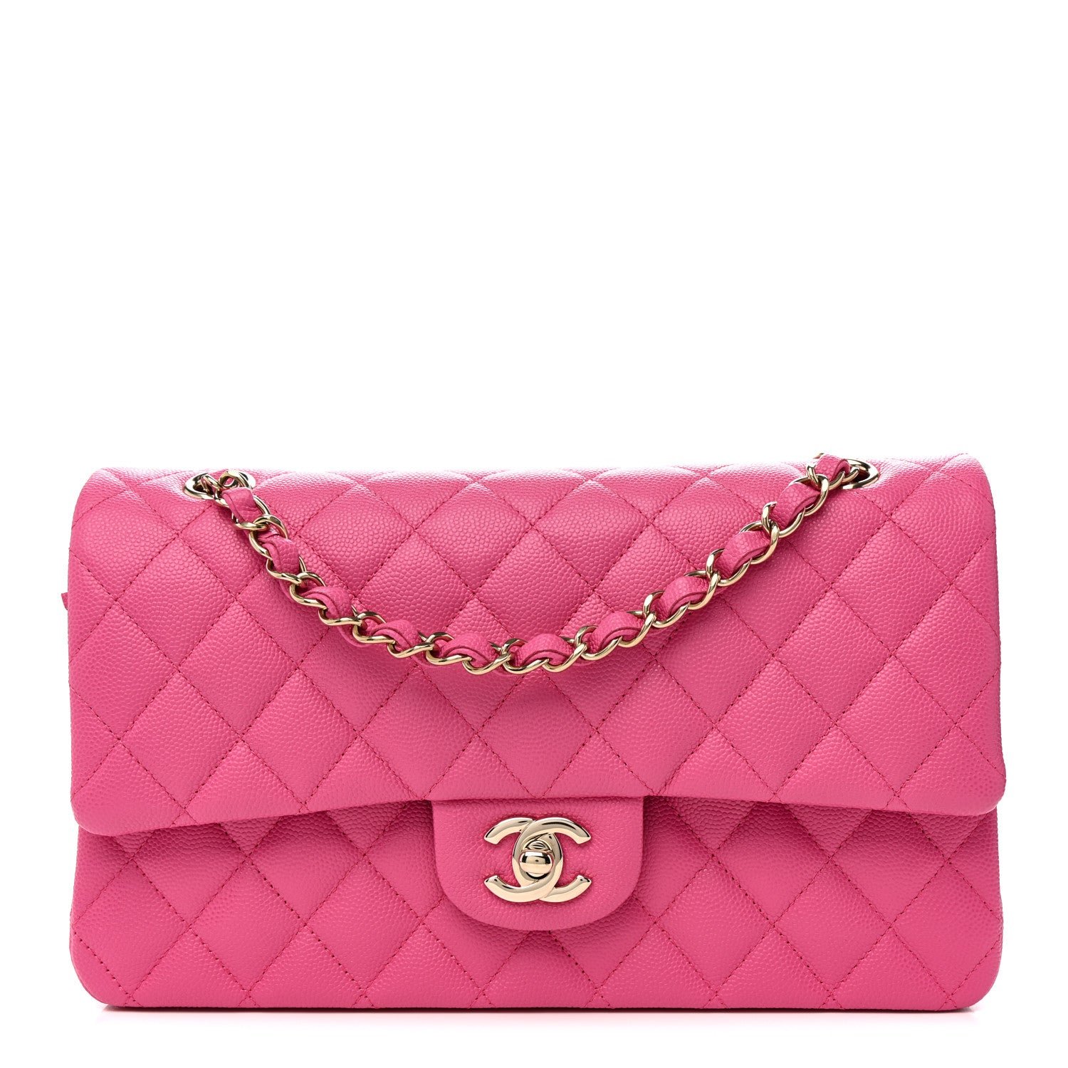 Chanel Caviar Quilted Medium Double Flap Pink