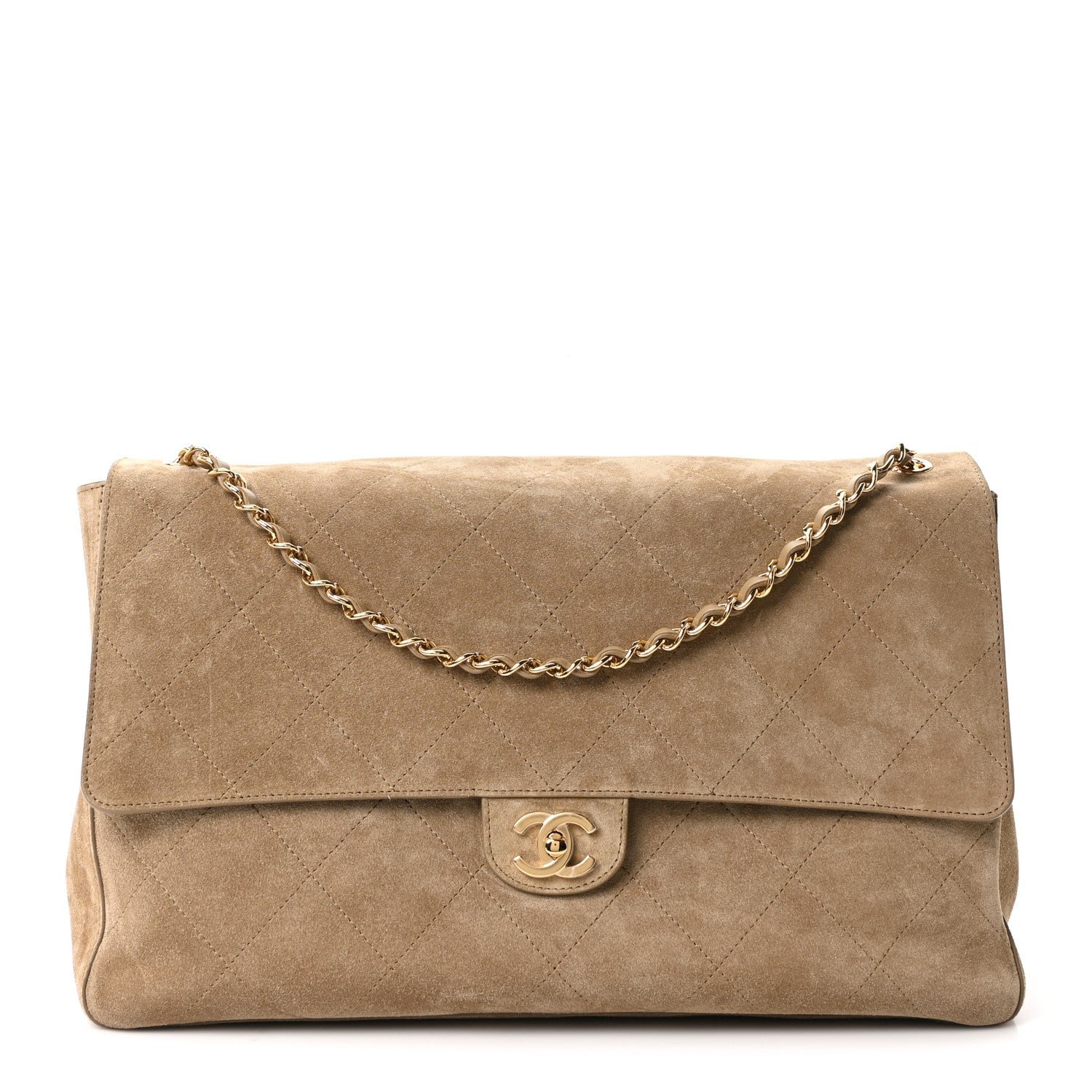 Chanel Suede Calfskin Souplissimo Maxi Flap Dark Beige