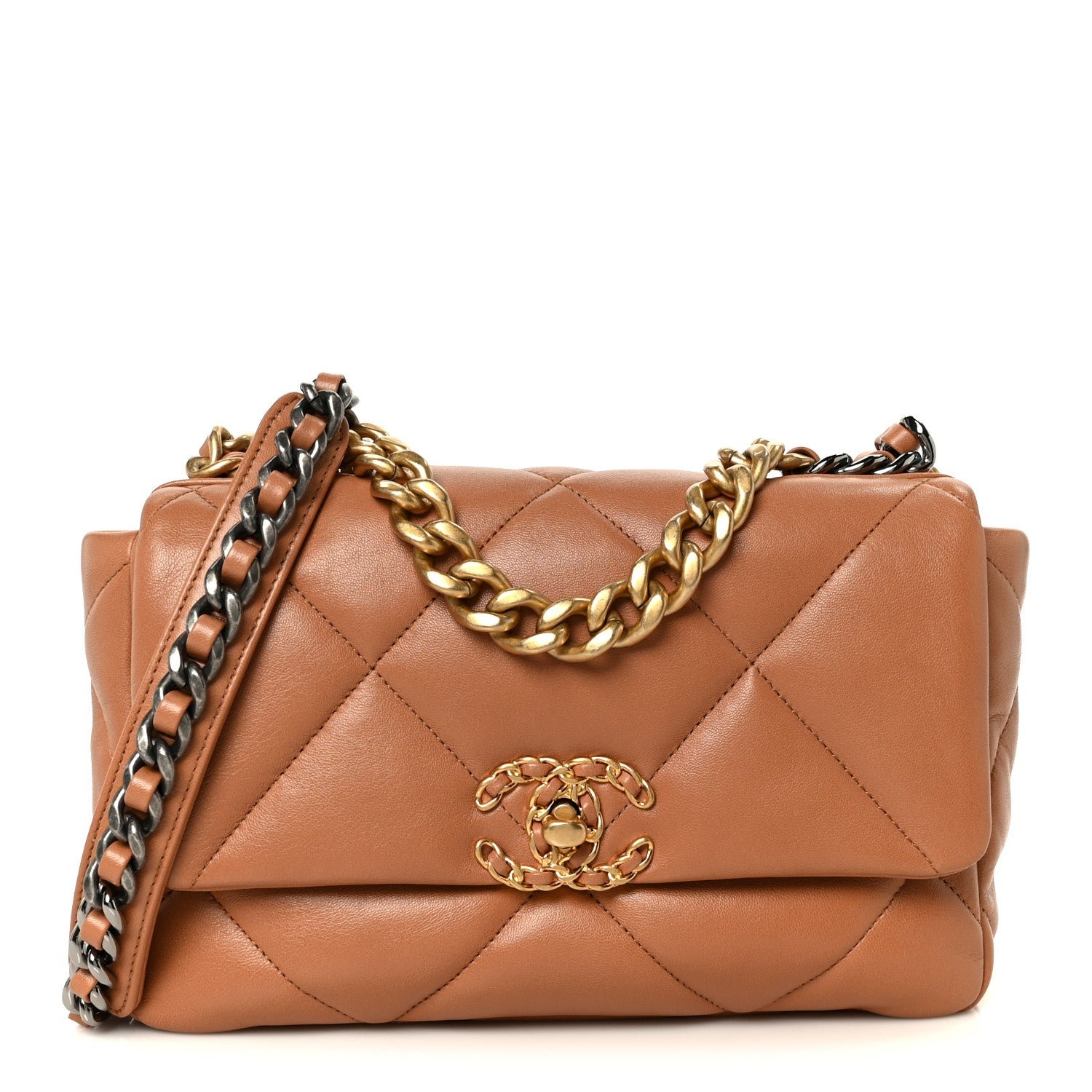 Chanel Lambskin Quilted Medium Chanel 19 Flap Brown