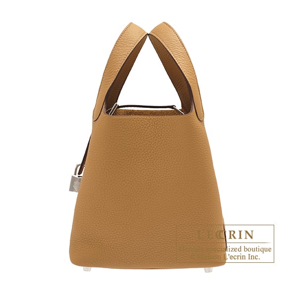 Hermes Picotin Lock bag 18/PM Biscuit Clemence leather Silver hardware