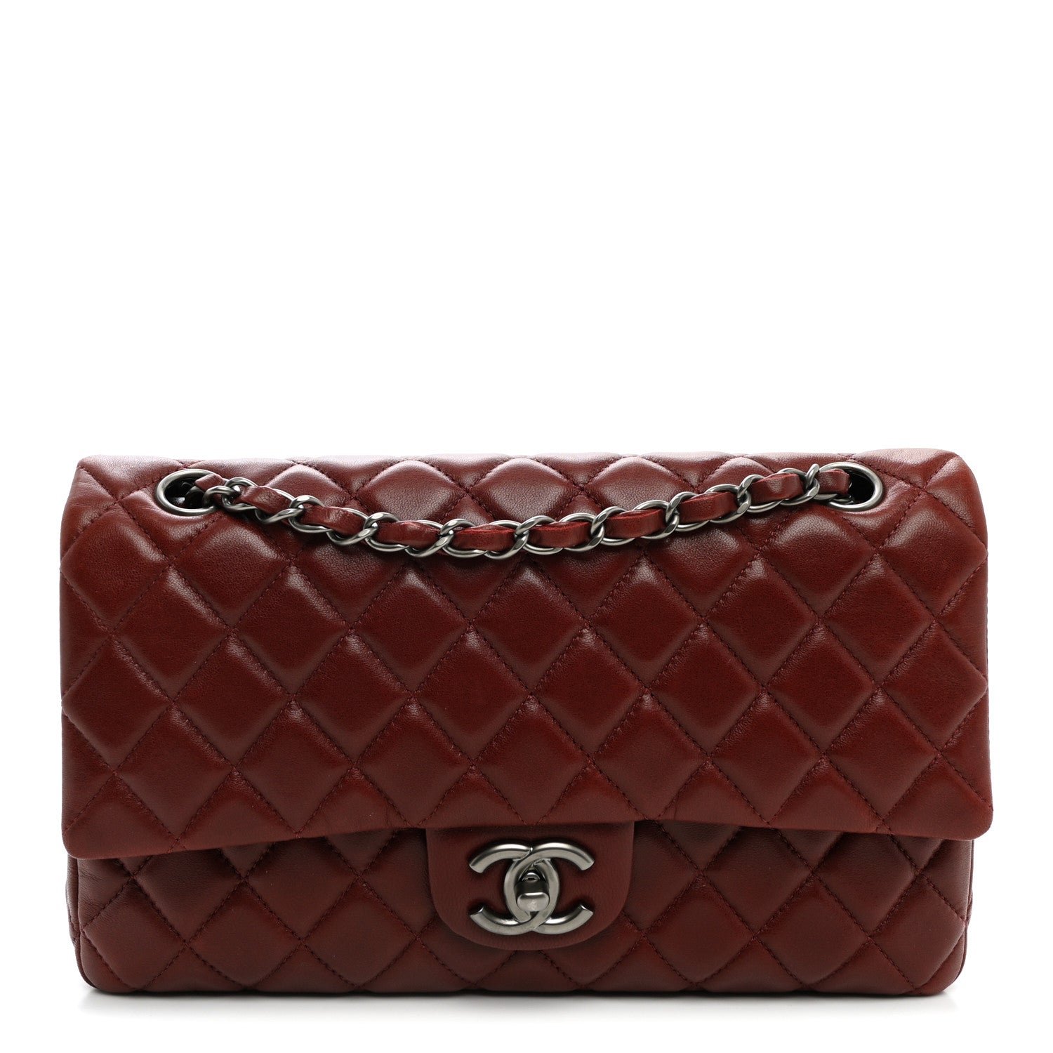 Chanel Lambskin Quilted Medium Double Flap Burgundy
