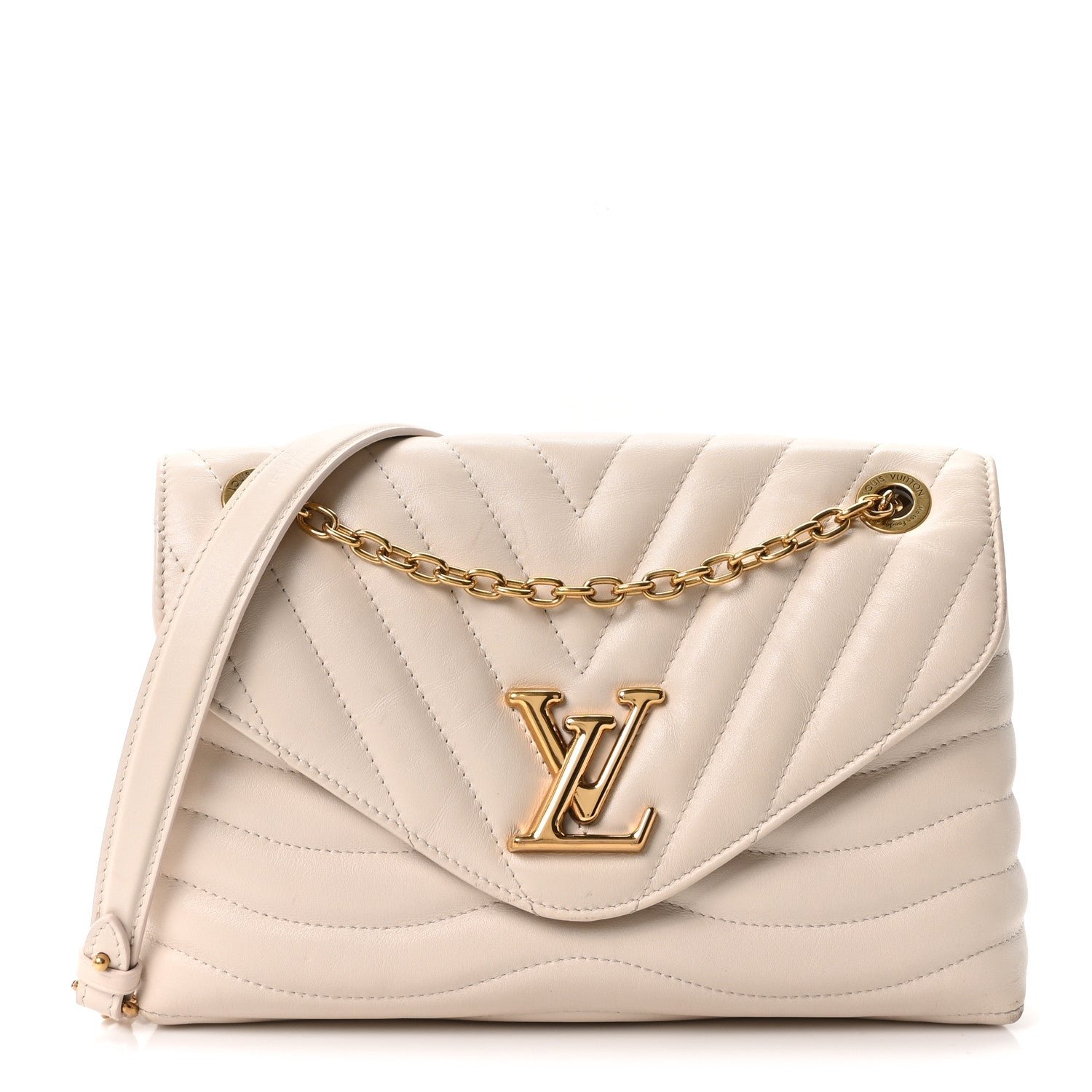 Louis Vuitton Calfskin New Wave Chain Bag MM NM Ivory