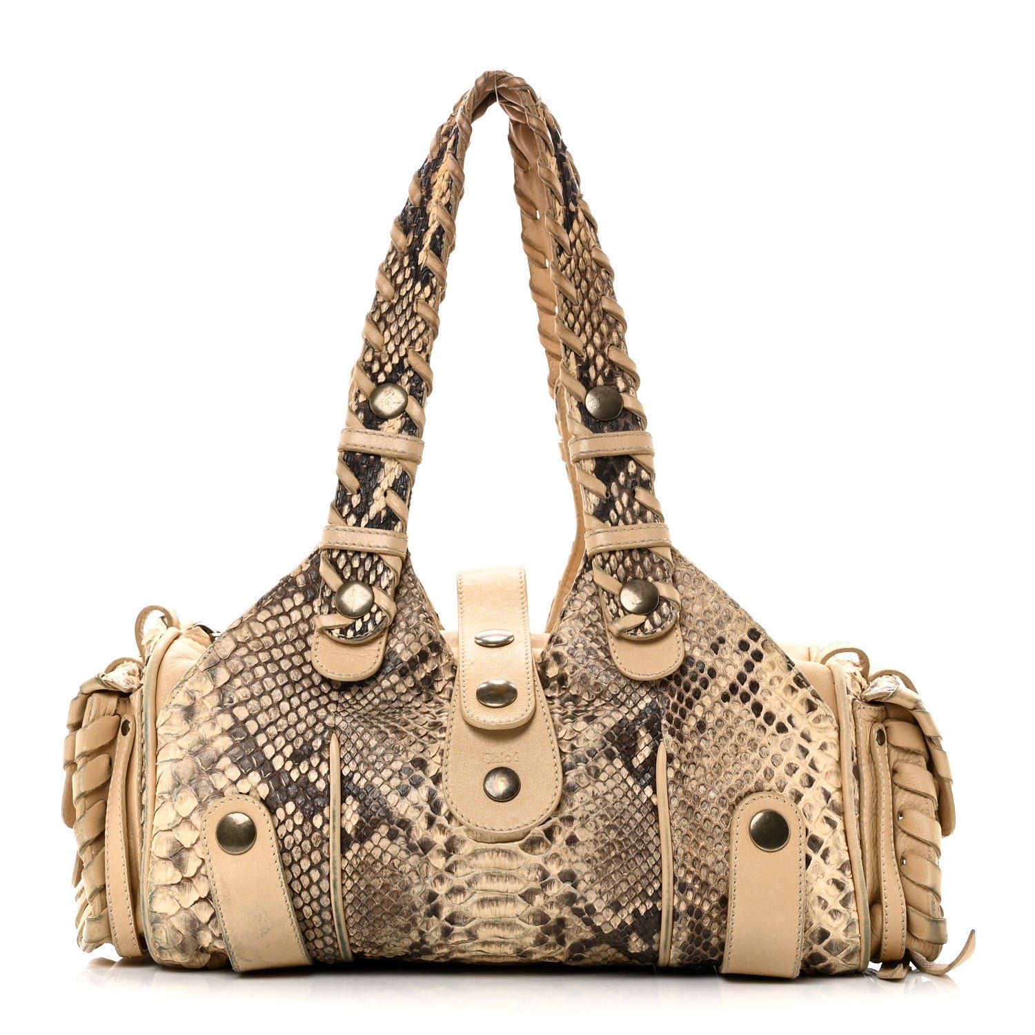 Chloe Chloe Snakeskin Silverado Shoulder Bag Beige