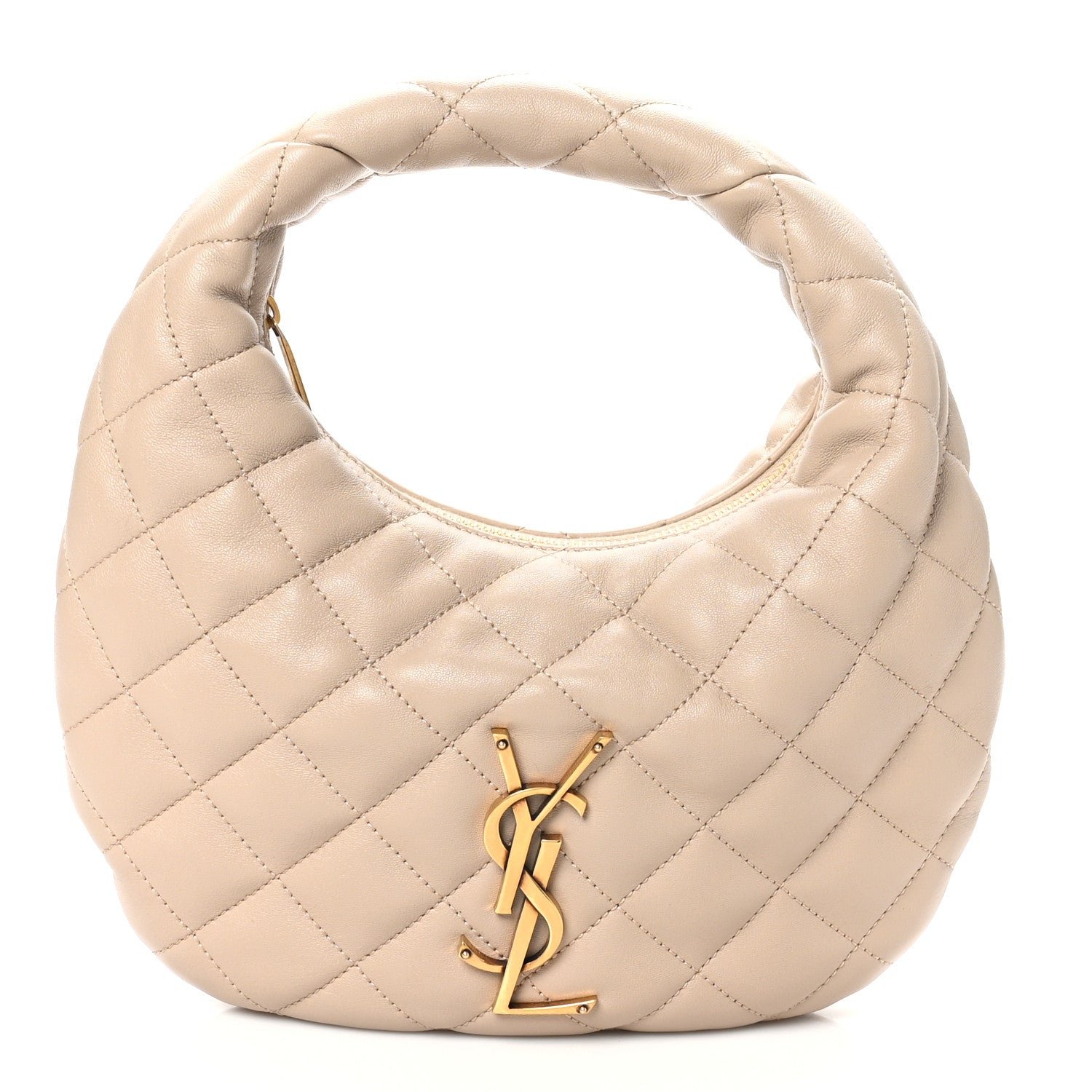 Saint Laurent Lambskin Quilted Icarino Bag Dark Beige