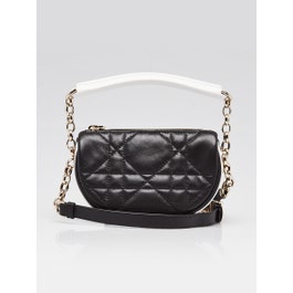 Christian Dior Black/White Cannage Quilted Leather Micro Vibe Shoulder Bag