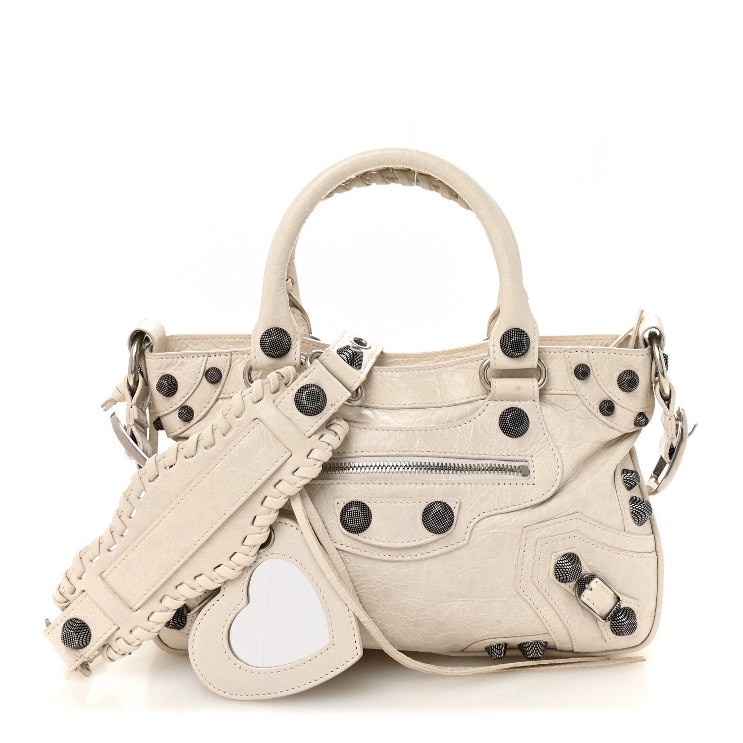Balenciaga Agneau Arena Neo Cagole Medium Handbag White